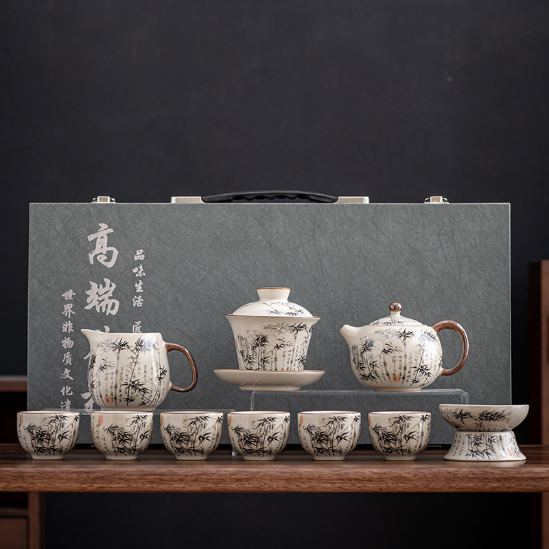 BỘ ẤM CHÉN SỨ THỦY MẶC THI TỪ