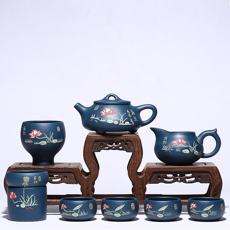 BỘ ẤM CHÉN THẠCH BIỀU LIÊN HOA