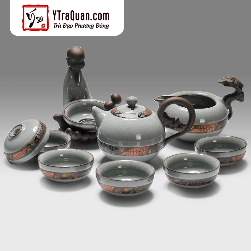 BỘ ẤM CHÉN TRÀ SỨ MEN RẠN